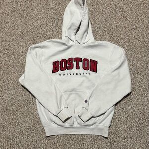 White Y2K Champion “Boston University” Embroidered Hoodie